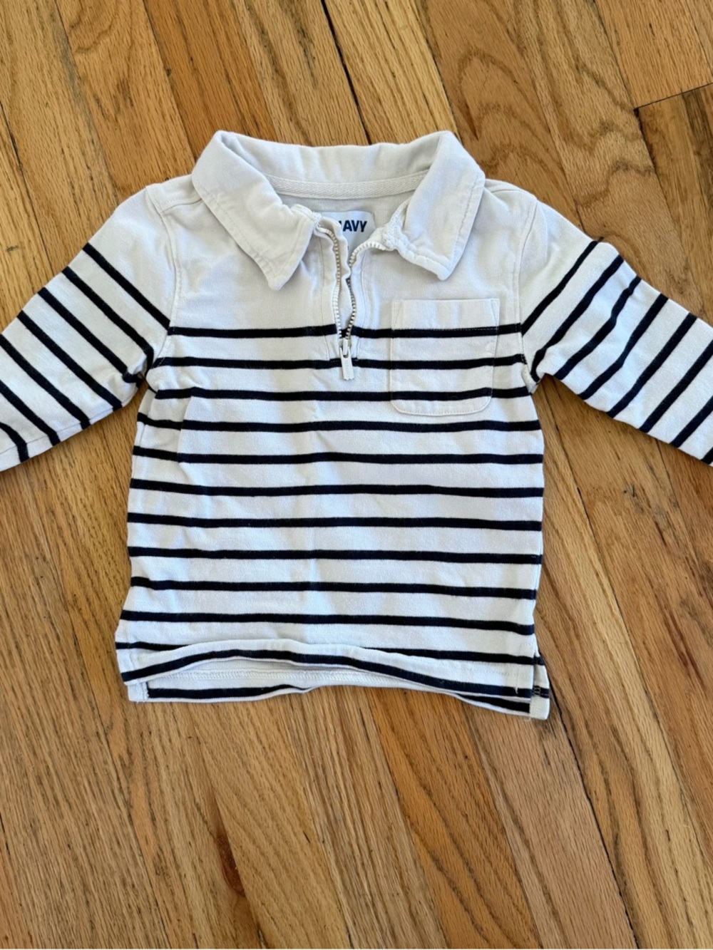 Old Navy White and Navy Striped Polo Shirt for Kids